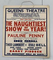Full view of vintage Queens Theatre poster, showing all text and design with clear colors and no visible damage.