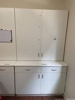 Full front view of upper and lower cabinets assembled
