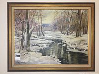 Framed winter scene oil painting by Michael Davidoff showing the full artwork and frame.