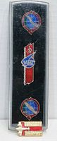 Clear plastic box containing 3 Russian aviation pins vertically aligned, plus one separate aviation pin beside it.