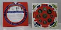 Image showing the display sleeve and card with cutout portions for each coin and an informational message from the British Royal Mint.