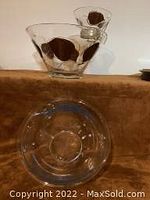 Photo of the chip n dip bowl showing brown leaves and gold trim details