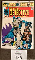 Front cover of Batman Detective Comics #458 showing vibrant artwork with Batman and story title.