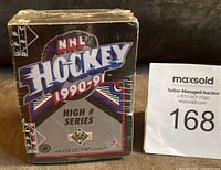 Front view of factory sealed 1990/91 Upper Deck NHL Hockey High Number Series card box set.
