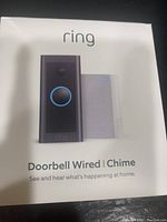 Front of the Ring Wired Doorbell and Chime box showing product image and branding.