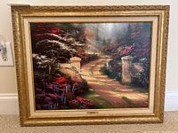 Framed art print 'Spring Gate' by Thomas Kinkade, showing full artwork and frame.