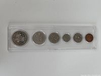 Front view of the complete 1971 Canadian Proof Set, showing all six coins arranged in a single clear rectangular plastic holder.