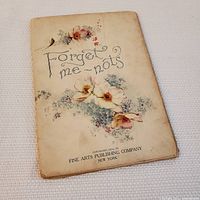 Front cover of the 1909 'Forget Me-Nots' book with floral design and text.