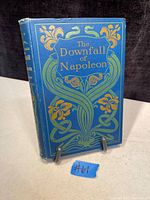 Front cover of The Downfall of Napoleon book showing blue hardcover with decorative gold and green floral pattern and title.