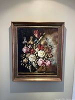 Full view of framed oil painting showing entire composition and frame.