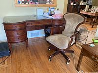 Overall view of desk and chair showing full lot