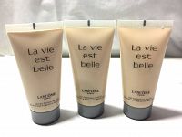 Front view of three new tubes of Lancôme La Vie Est Belle Nourishing Fragranced Body Lotion.