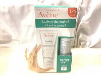 Front view of unopened Avene gift pack showing the Cicafate cream tube and the price of $18.