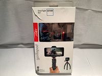 Front view of the unopened Joby GorillaPod GripTight Action Kit box showing package design and contents through window.