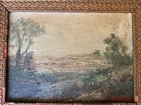 Full front photo showing the entire oil painting and ornate frame.
