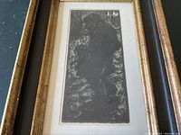 Full view of the framed etching showing the figure and the moon in the background.