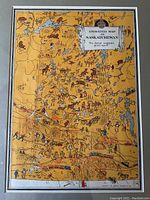 Full view of Animated Map of Saskatchewan showing entire map on mustard yellow background with border
