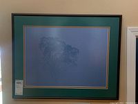 Front view of the framed Ross Jeffries 'Froggy Tree' art print showing signature, numbering, and framed presentation with green mat and black frame.