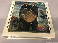 Binder cover with artwork showing four men in suits numbered 017