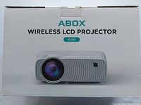 Front view of ABOX Wireless LCD Projector GC357 box showing product image and labeling.