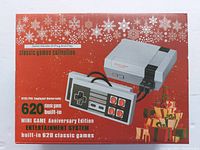 Front view of the box showing the console and controller image with details of the game collection.