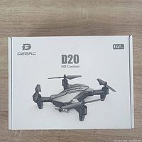 Box of Deerc D20 HD Camera drone showing front with image and branding.