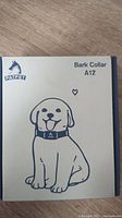 Photo of Patpet Bark Collar A12 box with dog illustration.