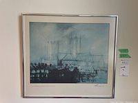 Framed blue-toned print artwork of Lincoln Cathedral signed by Charles E. Pearson FRIBA