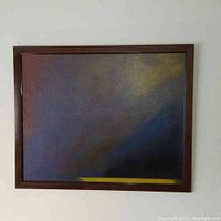 Full front view of framed abstract painting showing blended colorfield composition