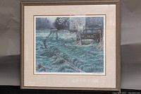 Framed print showing overall artwork and frame with minor wear.