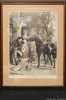 Front view of the framed engraving print showing the full scene and frame details.