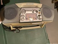Full view of Sony CFD-V17 boom box showing speakers and main controls including cassette slot on top surface.