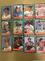 Photo of 12 baseball cards from 1988 Donruss The Rookies supplemental set showing various players in their team uniforms.