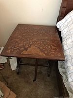 Full top view showing entire floral marquetry pattern