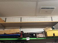 Shelf with four hand planes including Mastercraft Smooth Plane No.4 in box and assorted hand tools and accessories