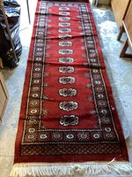 Full-length overhead view of runner rug on floor