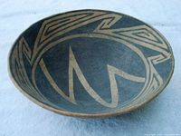 Interior view showing matte black background and tan geometric design