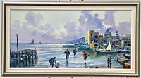 Full view of framed painting showing overall scene and frame style