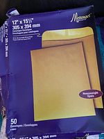 Box of 50 Messenger 12 x 15 inch heavyweight catalogue envelopes in original box showing front and labels.