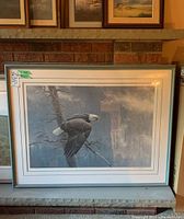 Front view of framed print showing bald eagle artwork