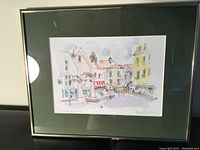 Front view of framed watercolor painting