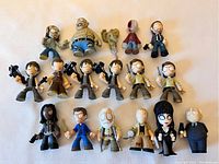 Full lot overview photo showing 17 Funko Mystery Mini figures arranged in rows on a white background.