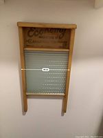 Vintage wash board front view showing full washboard with dimensions width 28 cm