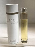 Full view of Perry Ellis 360 for Women Eau de Toilette bottle and box showing bottle shape, color, and cap.