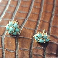 Pair front view showing turquoise cluster