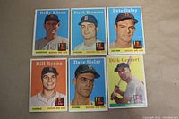 Photo showing all six cards together: Billy Klaus, Frank Baumann, Pete Daley, Bill Renna, Dave Sisler, Dick Gernert with clear view of names, positions, and team.