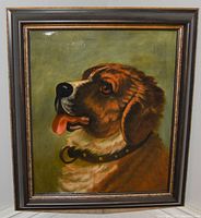Frontal view of the framed oil painting showing full composition and frame