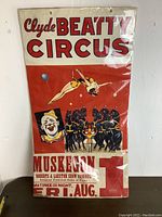 Full view of vintage Clyde Beatty Circus poster in original packaging, showing overall condition and design.