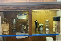 Wide display of all lanterns and lamps on shelf