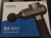 Front of the Renpho R3 Mini Massage Gun box showing the product image and branding.